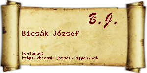Bicsák József névjegykártya